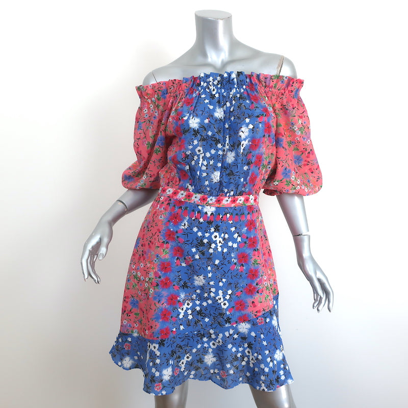 saloni off shoulder dress Saloni Grace Navy printed Red Off Shoulder Dress