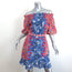 Saloni Off the Shoulder Mini Dress Grace Pink/Blue Floral Print Silk Size US 6