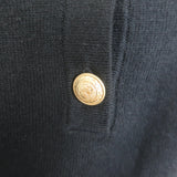 L'Agence Sterling Collared Sweater Black Cotton-Blend Knit Size Small