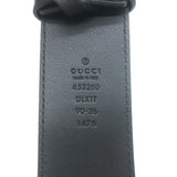 Gucci Pearl GG Marmont Belt Black Leather Size 90 US 36