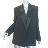 ANINE BING Ross Double Breasted Blazer Black Satin-Trim Wool Size Small NEW