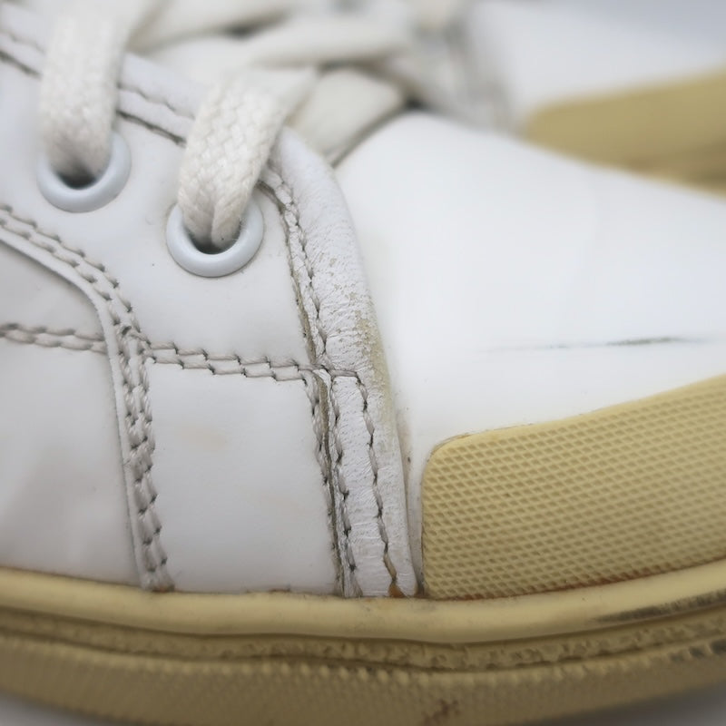 Saint Laurent Court Classic SL37 Diamond-Patch Sneakers White Leather Size 40.5/ US 10.5