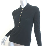 L'Agence Sterling Collared Sweater Black Cotton-Blend Knit Size Small