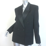 ANINE BING Ross Double Breasted Blazer Black Satin-Trim Wool Size Small NEW