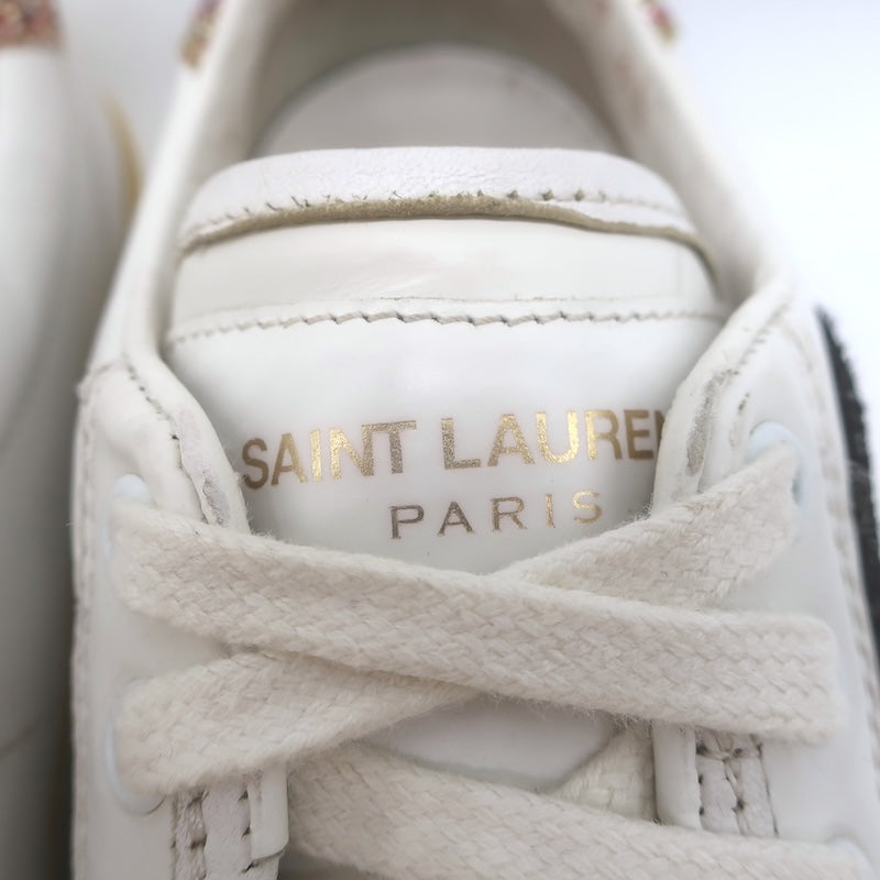 Saint Laurent Court Classic SL37 Diamond-Patch Sneakers White Leather Size 40.5/ US 10.5