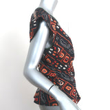 Isabel Marant Embroidered Top Black Printed Silk Size 40 Tie-Back Blouse