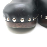 Hermes Carlotta Mules Black Leather Size 36