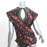 Isabel Marant Embroidered Top Black Printed Silk Size 40 Tie-Back Blouse