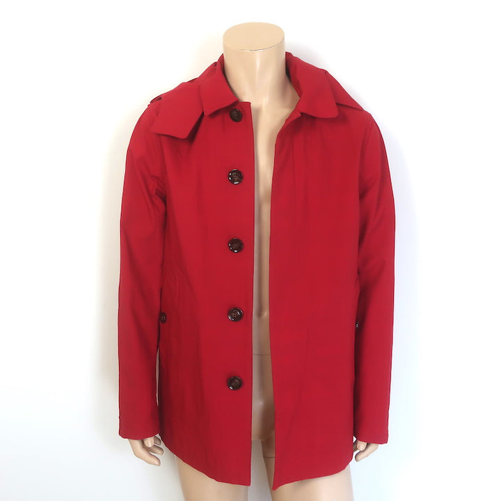 Burberry Brit Hooded Raincoat Red Coated Cotton Size Medium
