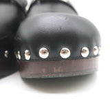 Hermes Carlotta Mules Black Leather Size 36