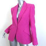 L'Agence Chamberlain Tweed Blazer Fuchsia Cotton-Blend Size 8 One-Button Jacket