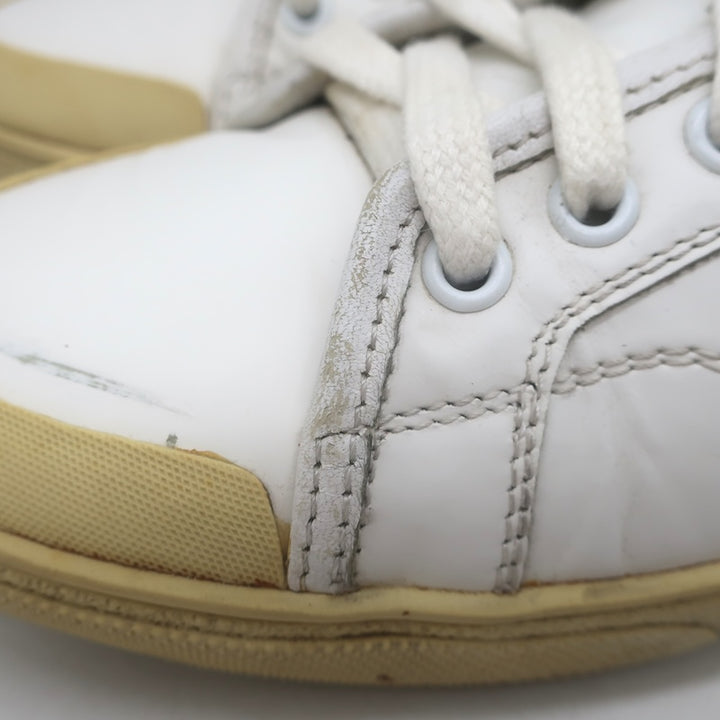 Saint Laurent Court Classic SL37 Diamond-Patch Sneakers White Leather Size 40.5/ US 10.5