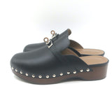 Hermes Carlotta Mules Black Leather Size 36