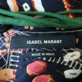 Isabel Marant Embroidered Top Black Printed Silk Size 40 Tie-Back Blouse