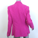 L'Agence Chamberlain Tweed Blazer Fuchsia Cotton-Blend Size 8 One-Button Jacket