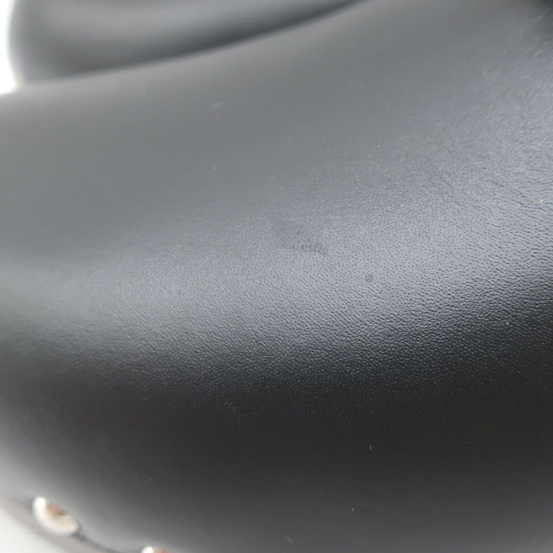 Hermes Carlotta Mules Black Leather Size 36