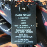 Isabel Marant Embroidered Top Black Printed Silk Size 40 Tie-Back Blouse