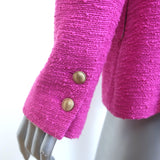 L'Agence Chamberlain Tweed Blazer Fuchsia Cotton-Blend Size 8 One-Button Jacket