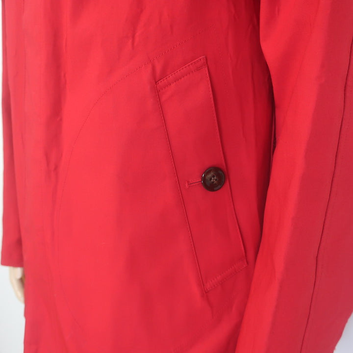 Burberry Brit Hooded Raincoat Red Coated Cotton Size Medium