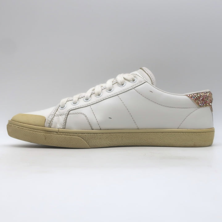 Saint Laurent Court Classic SL37 Diamond-Patch Sneakers White Leather Size 40.5/ US 10.5