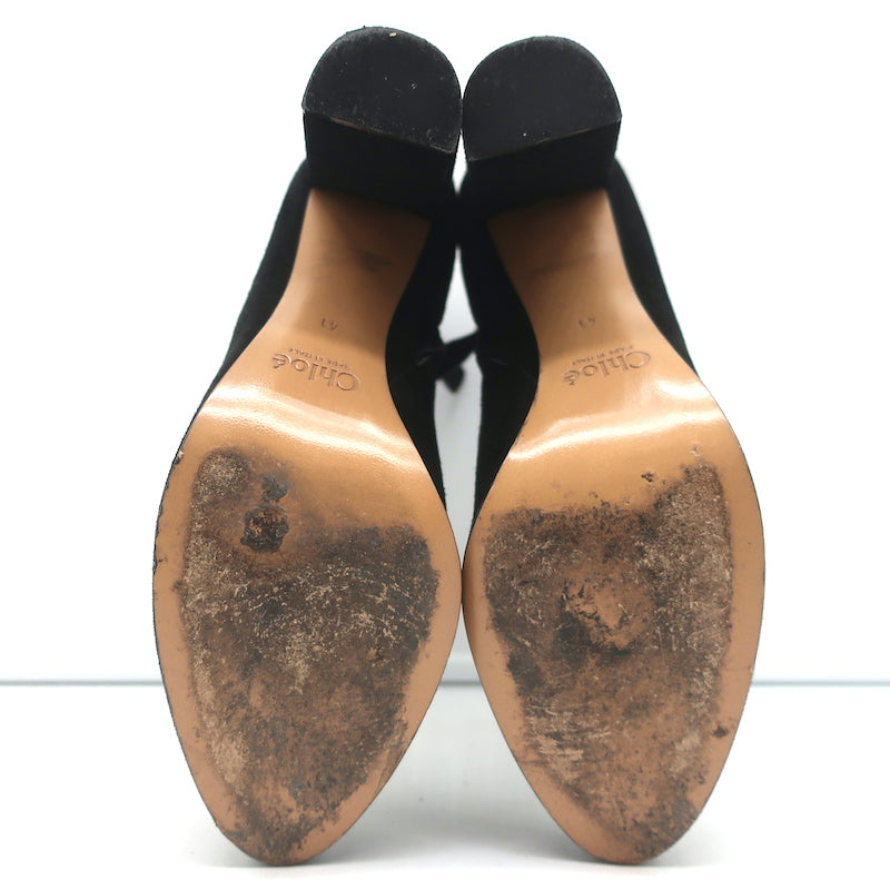 Chloe Ankle Boots Black Suede Size 41 High Heel Booties