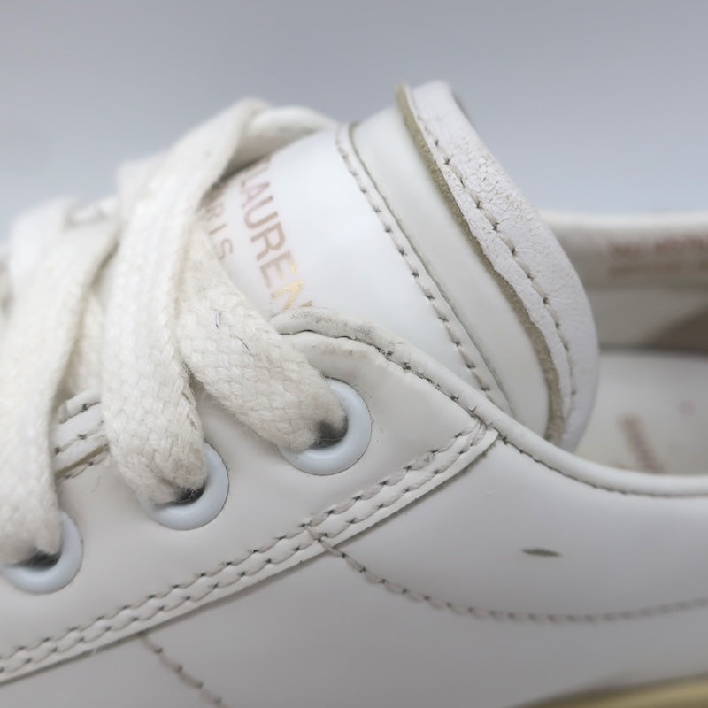 Saint Laurent Court Classic SL37 Diamond-Patch Sneakers White Leather Size 40.5/ US 10.5