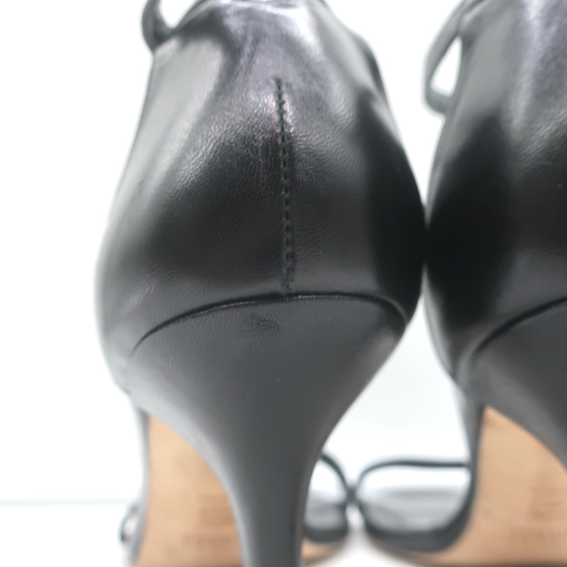 Stuart Weitzman Nudistcurve Ankle Strap Sandals Black Leather Size 10.5