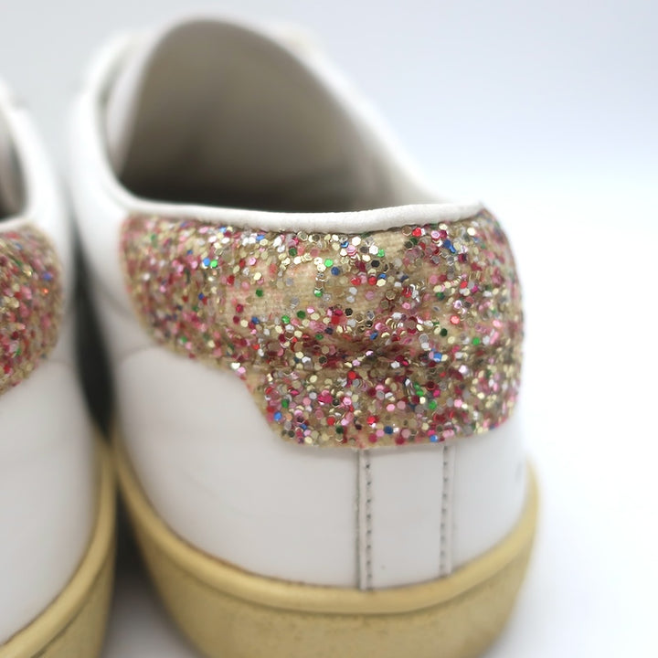 Saint Laurent Court Classic SL37 Diamond-Patch Sneakers White Leather Size 40.5/ US 10.5