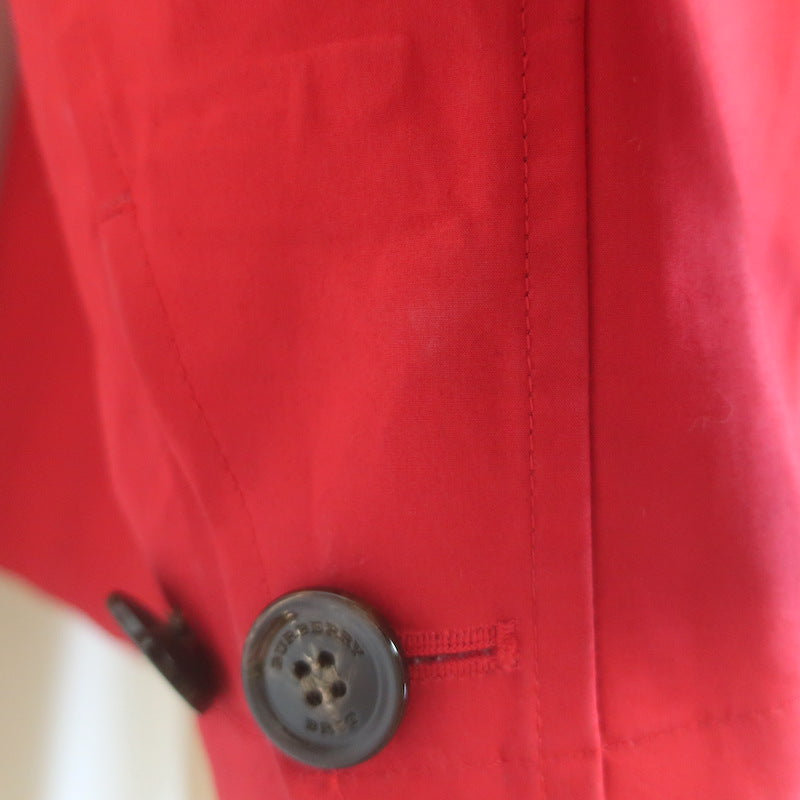 Burberry Brit Hooded Raincoat Red Coated Cotton Size Medium