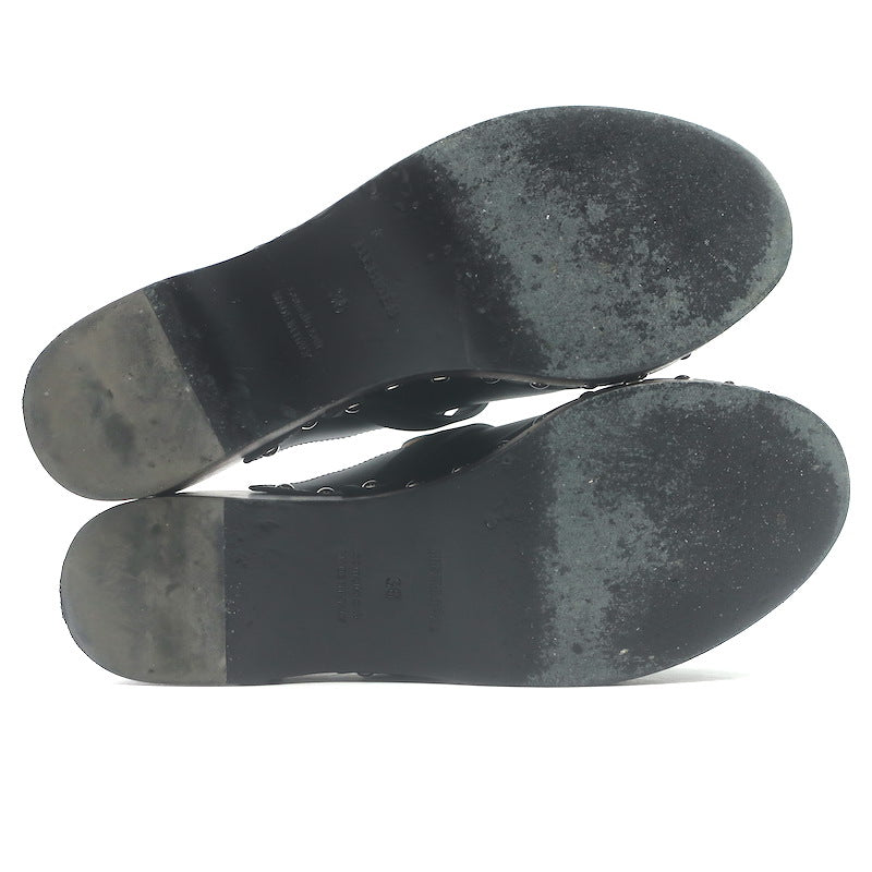Hermes Carlotta Mules Black Leather Size 36