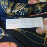 Ulla Johnson Heleen Puff Sleeve Maxi Dress Black Floral Print Silk Size 8