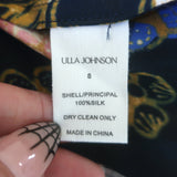 Ulla Johnson Heleen Puff Sleeve Maxi Dress Black Floral Print Silk Size 8