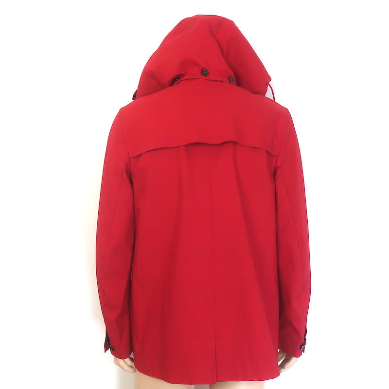Burberry Brit Hooded Raincoat Red Coated Cotton Size Medium