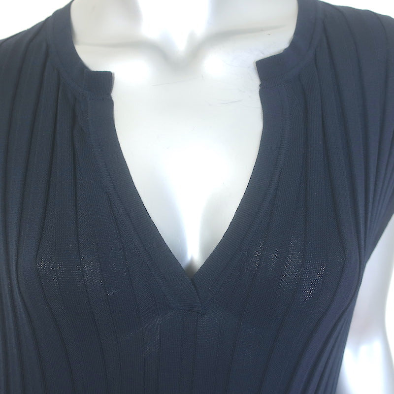 Toteme Bahia Ribbed Knit Midi Dress Navy Size Extra Small
