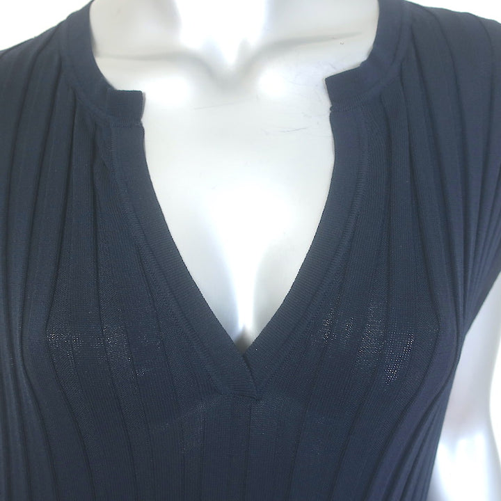 Toteme Bahia Ribbed Knit Midi Dress Navy Size Extra Small