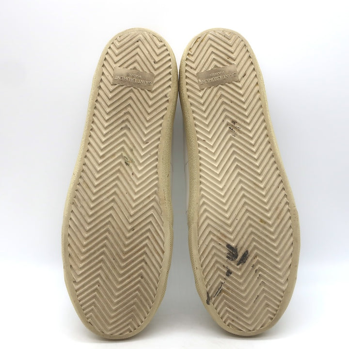 Saint Laurent Court Classic SL37 Diamond-Patch Sneakers White Leather Size 40.5/ US 10.5