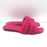 Hermes Oran Teddy Slide Sandals Pink Shearling Size 38.5