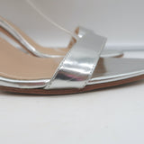 Manolo Blahnik Chaos Ankle Strap Sandals Silver Metallic Leather Size 41.5