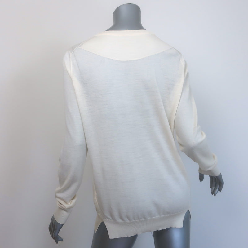 Proenza Schouler Lightweight Crewneck Sweater Ivory Merino Wool Size Large