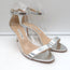 Manolo Blahnik Chaos Ankle Strap Sandals Silver Metallic Leather Size 41.5