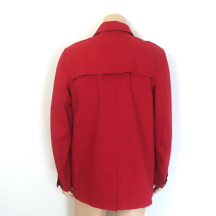 Burberry Brit Hooded Raincoat Red Coated Cotton Size Medium
