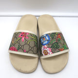 Gucci Floral GG Supreme Slide Sandals Ivory Size 36