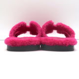 Hermes Oran Teddy Slide Sandals Pink Shearling Size 38.5