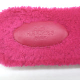 Hermes Oran Teddy Slide Sandals Pink Shearling Size 38.5
