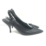 Bottega Veneta Slingback Pumps Black Leather Size 41 Pointed Toe Heels