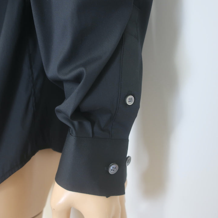 Theory Sylvain Shirt Black Stretch Cotton Size Large NEW