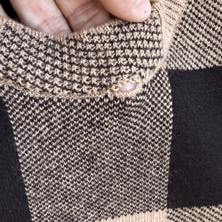 Christian Dior Checked Cashmere Top Tan/Black Size 36 Sleeveless Sweater Vest