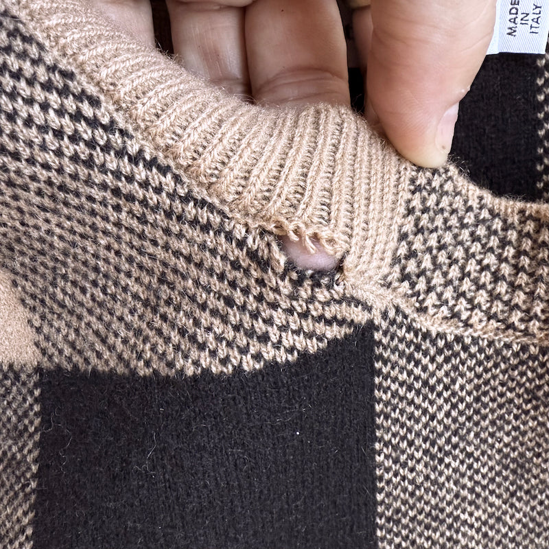Christian Dior Checked Cashmere Top Tan/Black Size 36 Sleeveless Sweater Vest