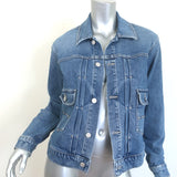 MOTHER The Duo Studded Jean Jacket Blue Stretch Denim Size Extra Small