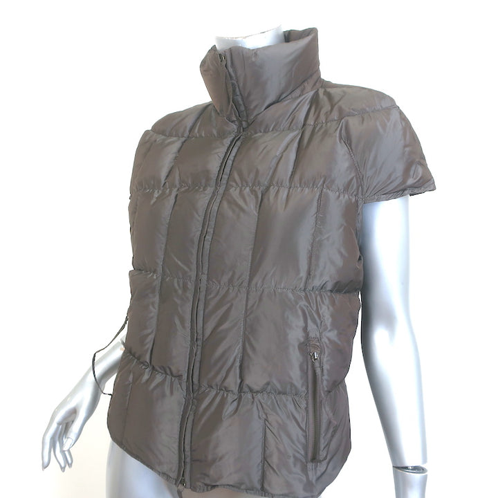 Vintage Yves Saint Laurent Cap Sleeve Down Puffer Jacket Dark Brown Size 40
